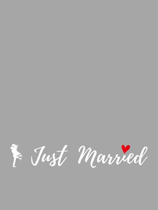 Sticker Decal Alista Home Temă Nuntă Design Iubitori Text Just Married 50x11.5 Cm Alb