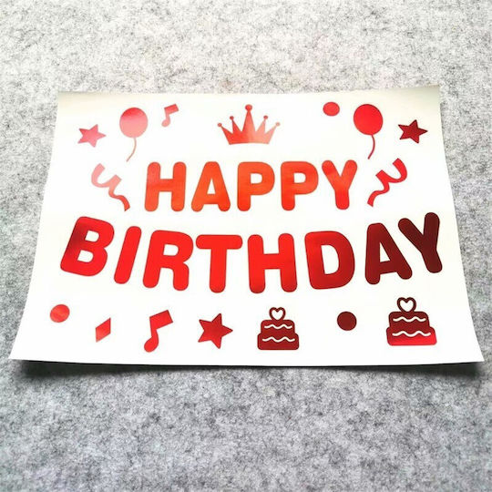Sticker Balon Alista Home Temă Zi De Naștere Design La Mulți Ani 29x21 Cm Roșu