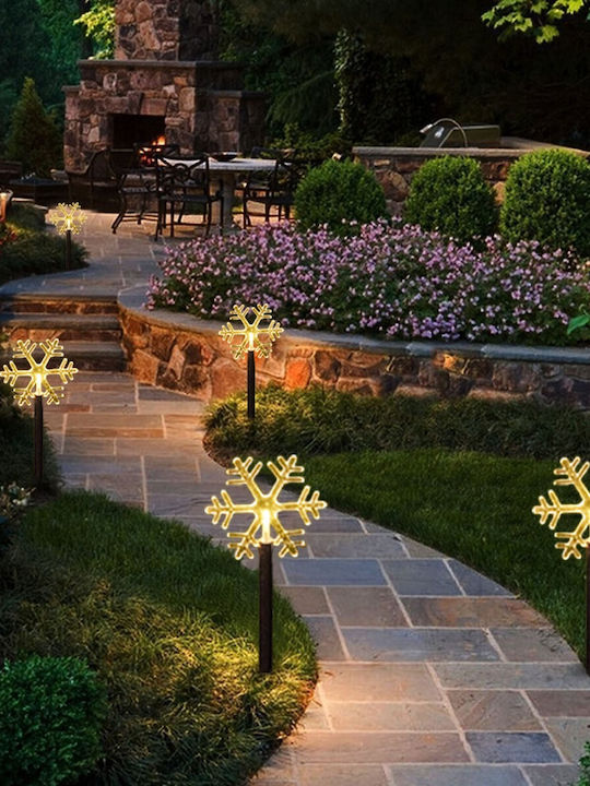 Set 5 Lămpi Led Alimentate cu Baterii Model Fulgi de Zăpadă pentru Exterior Grădină Alista Home 35,5 Cm Alb Cald