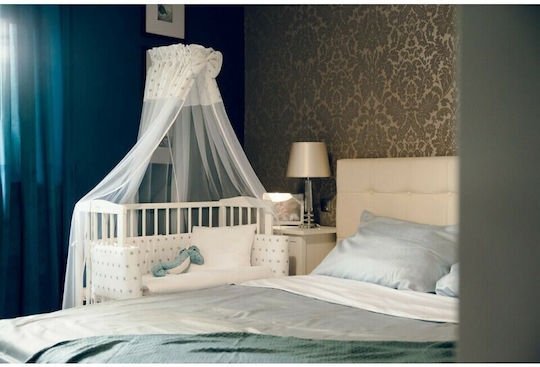 Waldin Cradle Playpen with Mattress and Wheels White
