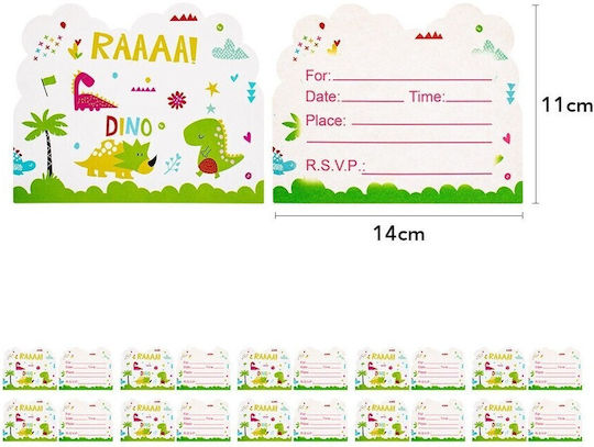 Set 10 Invitații Petrecere Alista Home Dino Park Colecția 11 X 14 Cm Carton Multicolor
