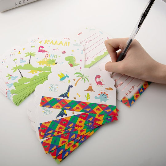 Set 10 Invitații Petrecere Alista Home Dino Park Colecția 11 X 14 Cm Carton Multicolor