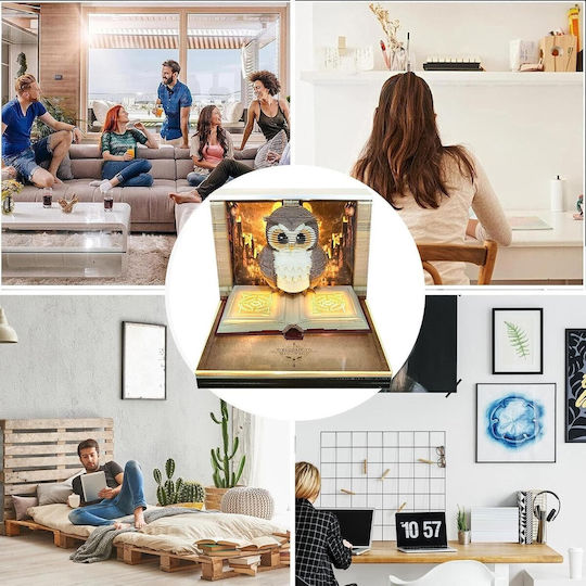 Calendar Interactiv 3D 2026 Alista Home Calendar Sculptură Lumină LED Lumea Magică Bufniță Copii Decorat Calendar de Birou 9 x 9 x 6,8 cm Maro