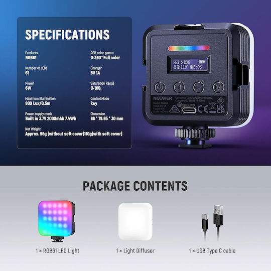 Neewer Video Light 6W with Luminance 800 Lux