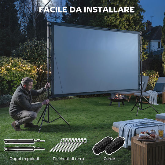 Homcom Οθόνη Προβολέα 100" 16:9 Hd 4k/8k Γωνία Θέασης 160° Διπλής Όψης Πτυσσόμενο Τρίποδη Λευκό 001-026v00bk