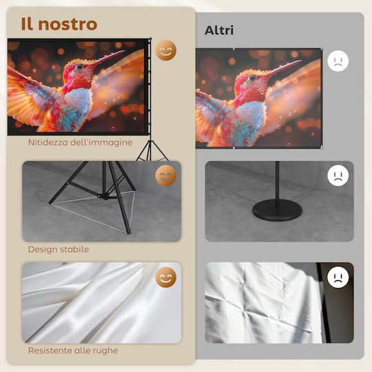 HomCom Οθόνη Προβολής Projector Δαπέδου 16:9 / 120"