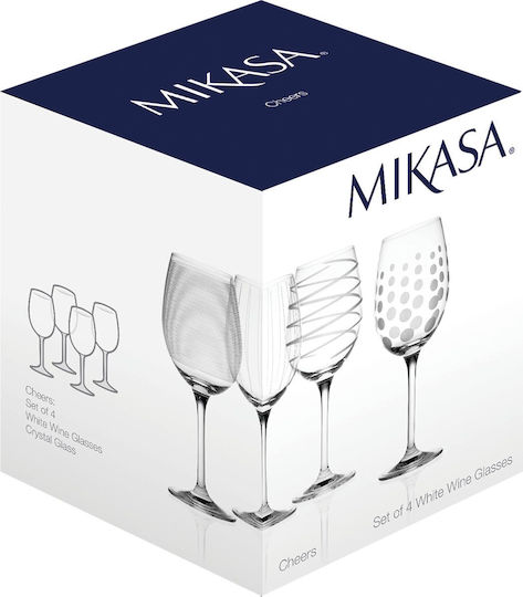 Mikasa Σετ Ποτήρια για Λευκό Κρασί από Γυαλί Λευκό 4τμχ