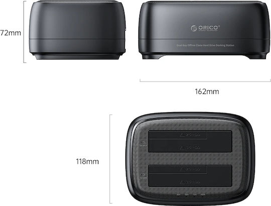 Orico Storage Hdd Ssd Dock Докинг Станция за Твърди Дискове SATA със Свързаност USB-C (DD28C3-C-EU-BK-BP)