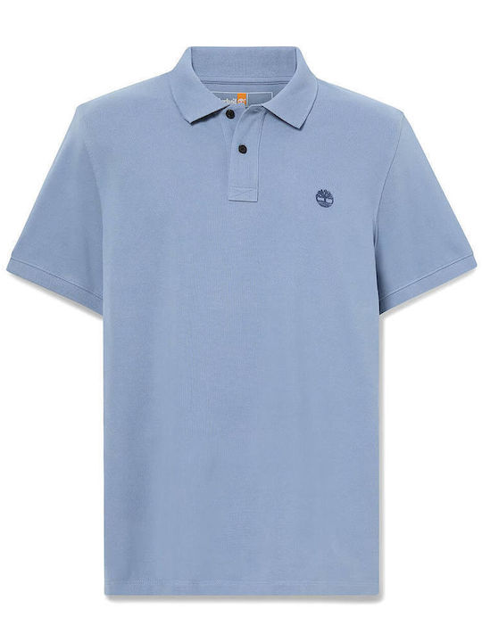 Millers River Pique Polo Herrenbluse Kurzarm Blau