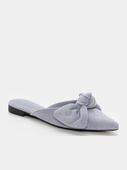 Flat Suede Mules σε Γαλάζιο Χρώμα