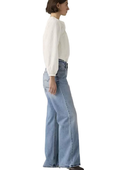 Boot Hoch tailliert Damenjeans in Lockerer Passform Medium Wash Blue