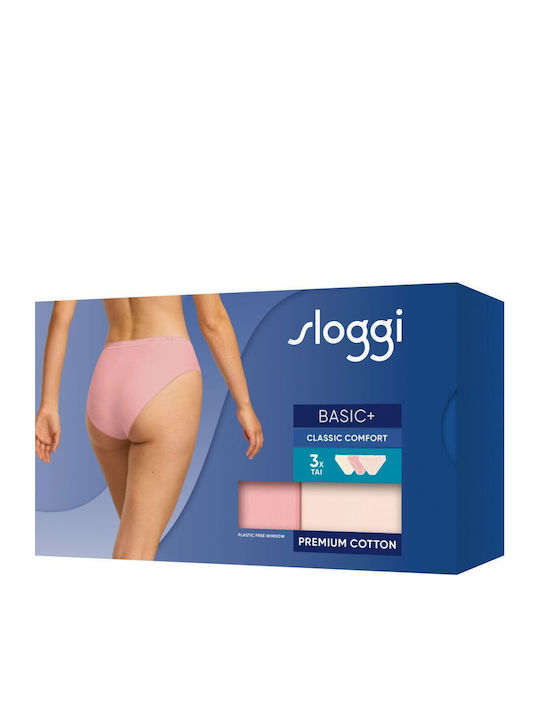 Basic+ Βαμβακερά Γυναικεία Slip 3Pack Ροζ