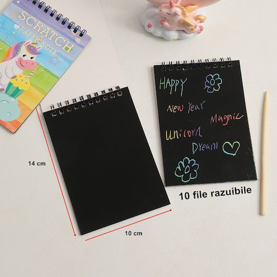 Carnet De Răzuit Alista Home Diy Magic Răzuit 12 Foi Curcubeu Creion Din Lemn Negru Cartonașe 14 X 10 Cm Verde