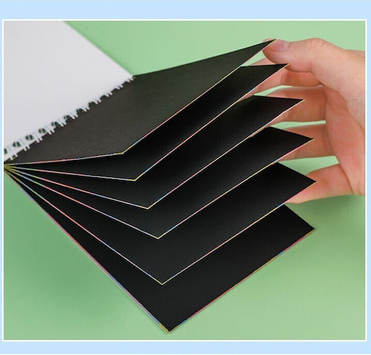 Alista Home Caiet De Desen Scratch-off Diy Magic Scratch 12 Foi Creion Din Lemn Curcubeu Carduri Negre 14.2 X 9.8 Cm Albastru Deschis