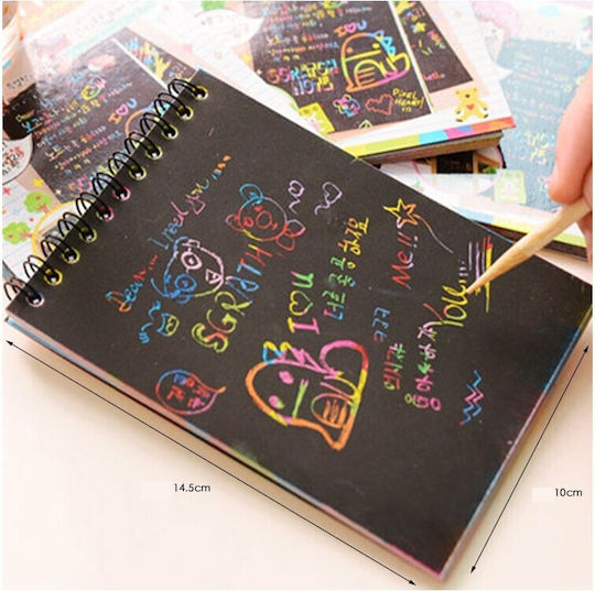 Alista Home Caiet De Carduri De Zgarieturi Diy Magic 12 Foi Creion Din Lemn Curcubeu Carduri Negre 14 5 X 10 Cm Albastre