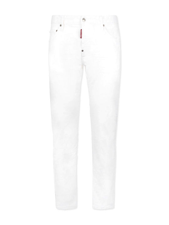 Men's Elastic Jeans Pants with Slim Fit White