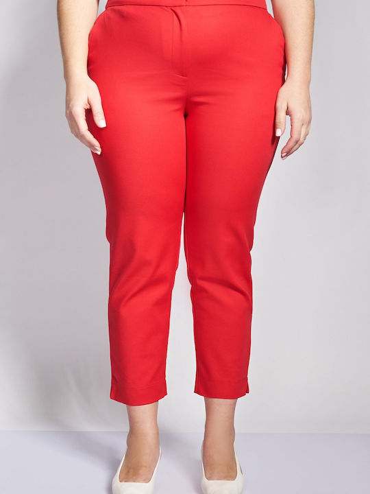 Pantaloni Dama Chino High Rise Slim Roșii