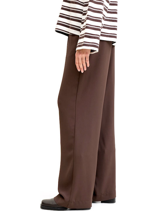 Women's Pantaloons with Rubber Band in Loose Fit Brown
