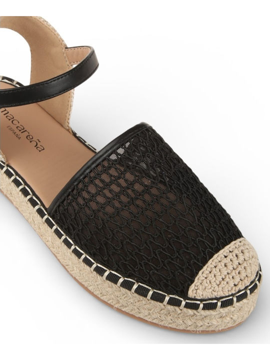 Sommer Damenplattformen in Stil Espadrilles Schwarz