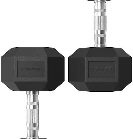 Tunturi Hexagon Rubber Dumbbell 1 x 17.5kg