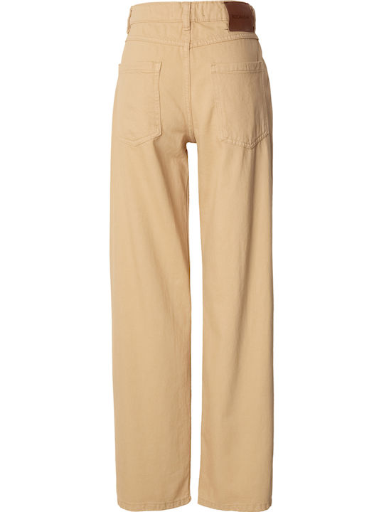 Damen Jeans Hosen in Lose Passform Beige
