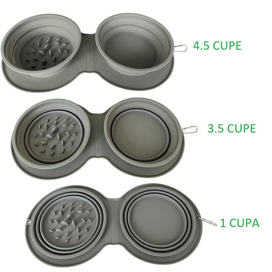 Alista Home Bol din Silicon pentru Mâncare și Apă pentru Pisică 2x 42cm în Culoare Gri