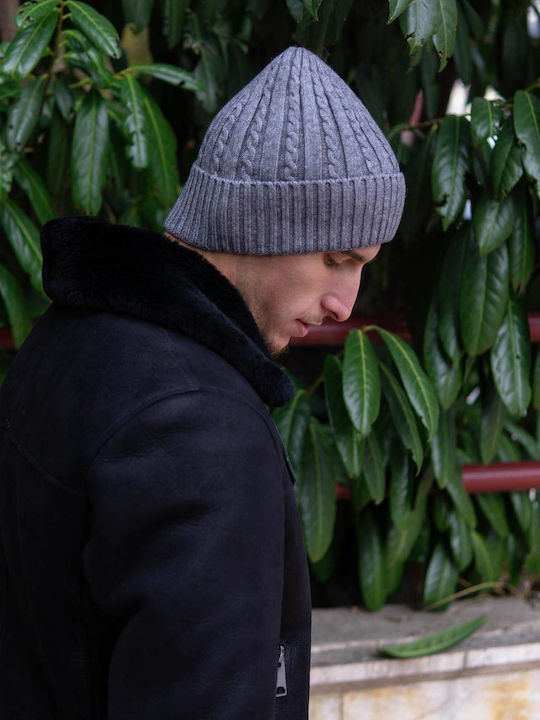 Beanie Ανδρικός Σκούφος Πλεκτός σε Γκρι χρώμα