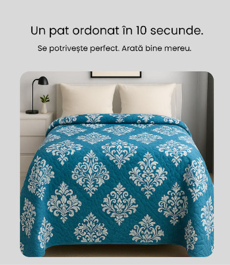 Cuvertură Pat Dublu Royal Blue Damasc 220x240cm