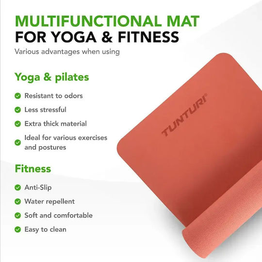Tunturi Trainingsmatte Pilates Rosa mit Tragegurt (183x61cm)