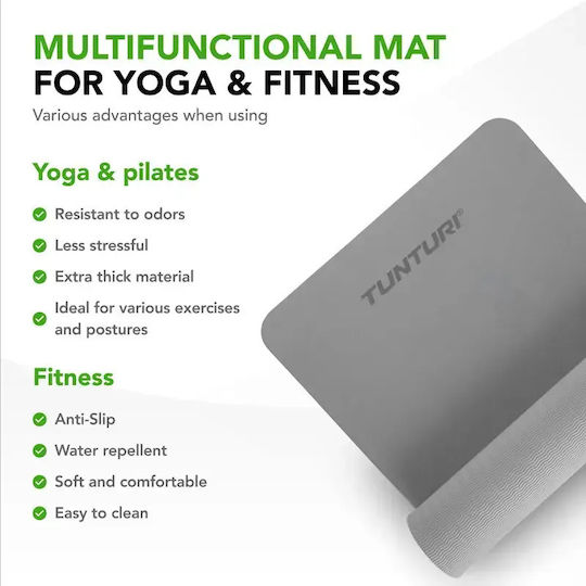 Tunturi Trainingsmatte Yoga Grau mit Tragegurt (183x61cm)