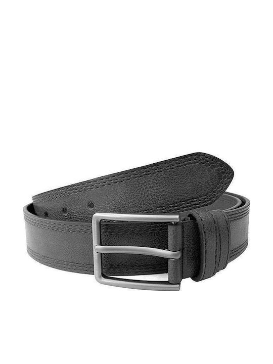 Men's Belt From Black Artificial Leather 12004-Black-130cm