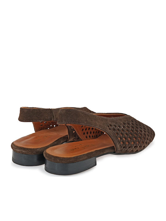 Suede Women's Ballerina Shoes Slingback In Brown Colour