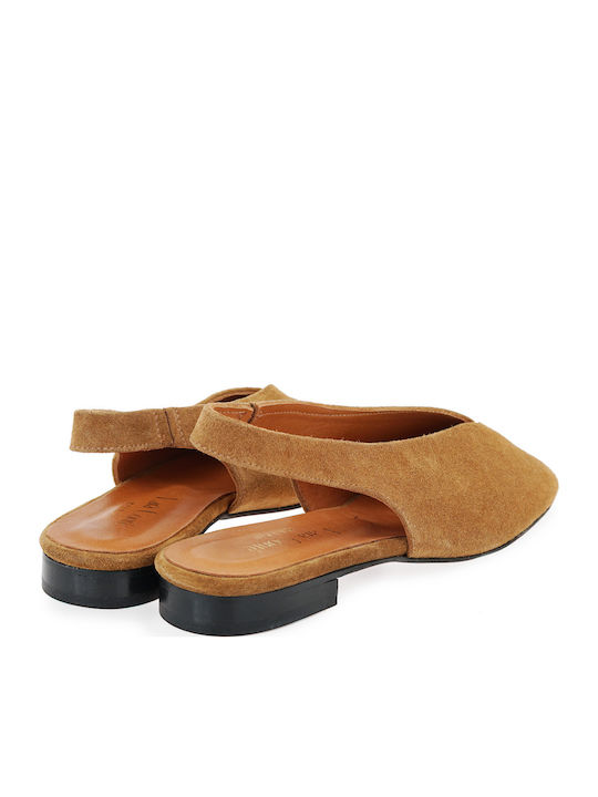 Suede Γυναικείες Μπαλαρίνες Slingback σε Ταμπά Χρώμα