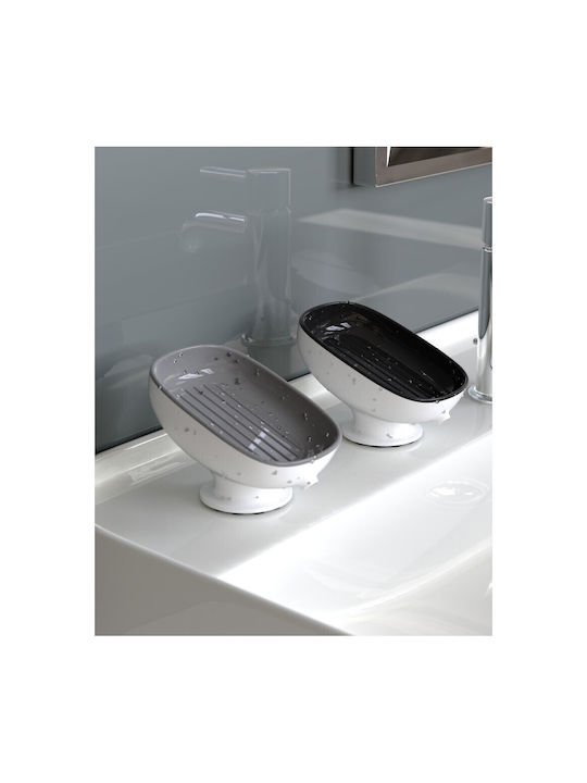 Alista Home Σαπουνοθήκη Πλαστική με Βεντούζα Γκρι 4775277381966