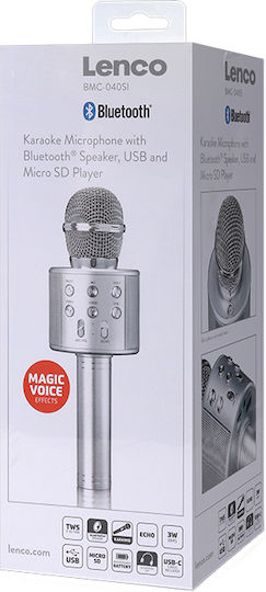 Lenco Μικρόφωνο Karaoke Ασύρματο BMC-040SI Ασημί