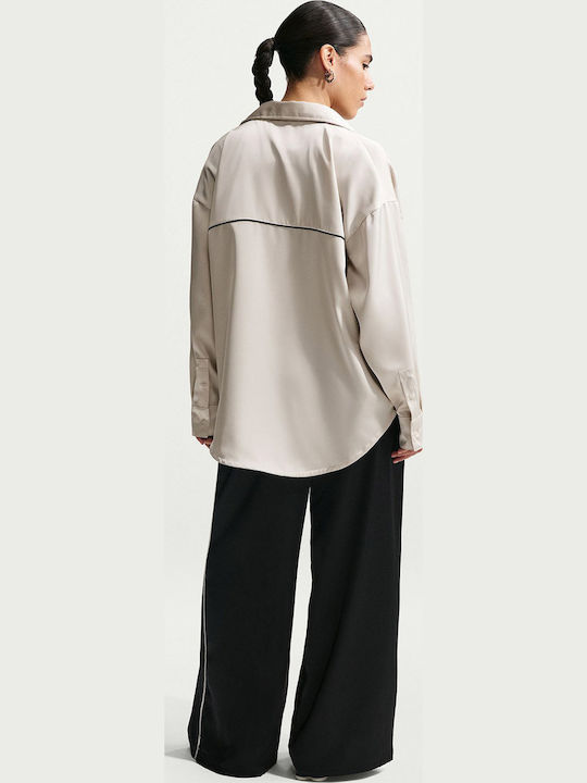 Nsw Offln Long Sleeve Women's Satin Shirt Ecru