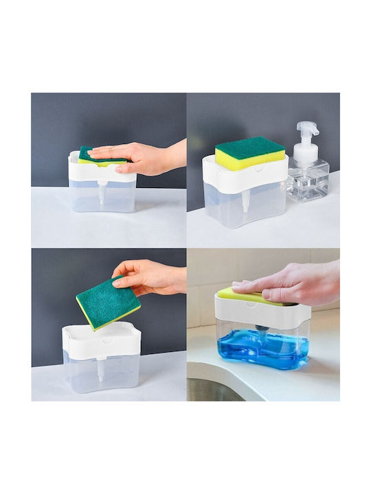 Alista Home Dispenser Dozator De Bucătărie Din Plastic Cu Suport Pentru Burete Alb 380ml