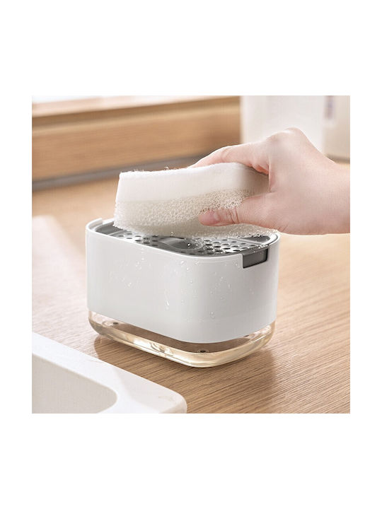 Alista Home Kitchen Plastic Dispenser with Sponge Holder White 300ml