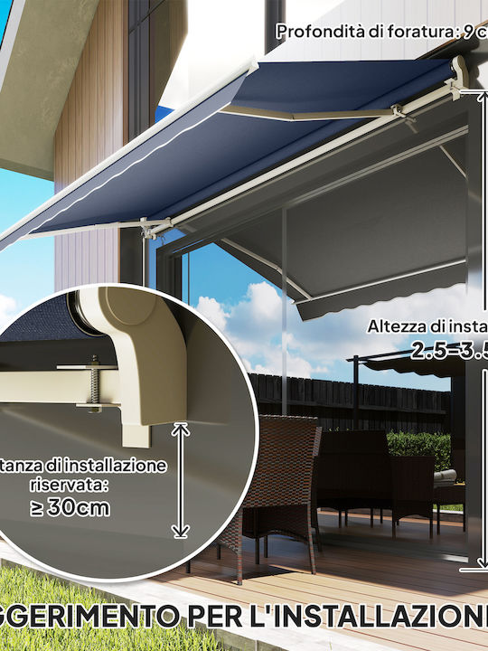 Outsunny Pavillon Terrasse Grau 3.6x2.5m