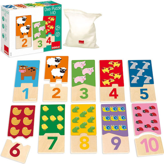 Wooden Kids Puzzle Number & Quantity 1-10 20pcs Goula