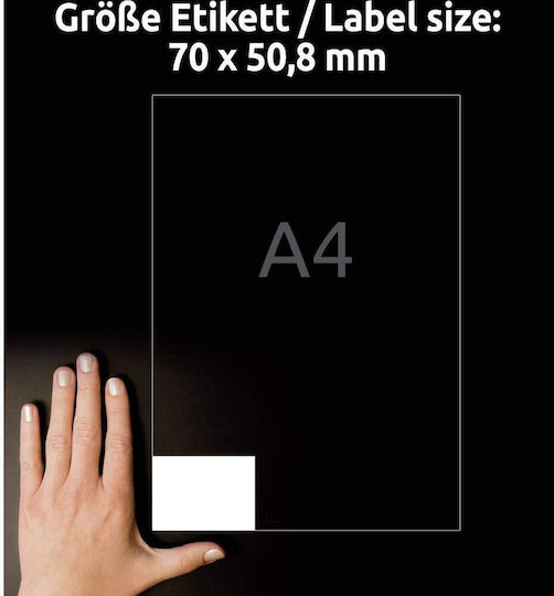 Avery Αυτοκόλλητες Ετικέτες Α4 Ορθογώνιες 70x50.8mm
