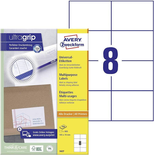 Avery Self-Adhesive Rectangular A4 Labels 105x74mm