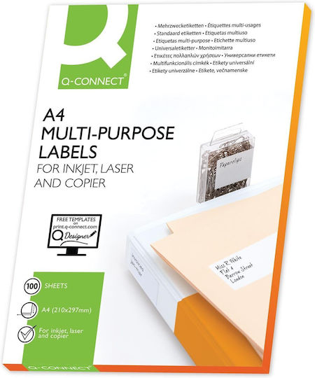 Q-Connect Самозалепващи A4 етикети 105x57мм