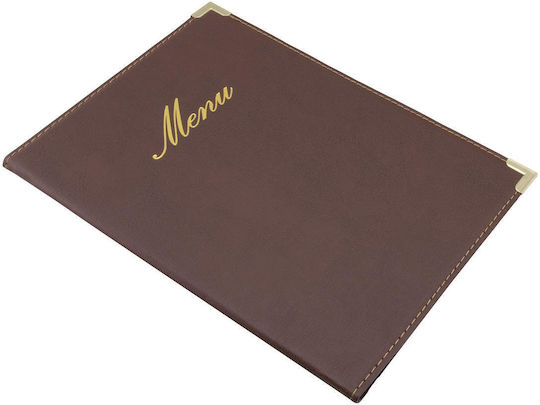 Securit Menu Holder Made of PU Leather in Brown Colour 25x18 cm Classic Range
