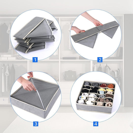 Alista Home Husă Textilă de Depozitare pentru Șosete / Cravate în Culoare Gri 32x32x10cm