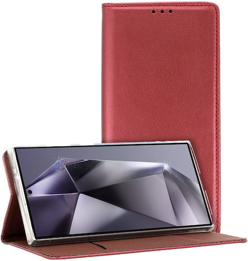 smart magneto Book Silicon / Piele / Tesatura Burgundy (Motorola Edge 30 Ultra)