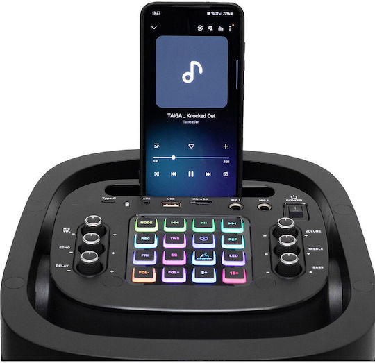 Bluetooth Lautsprecher 80W mit Tischuhr Schwarz