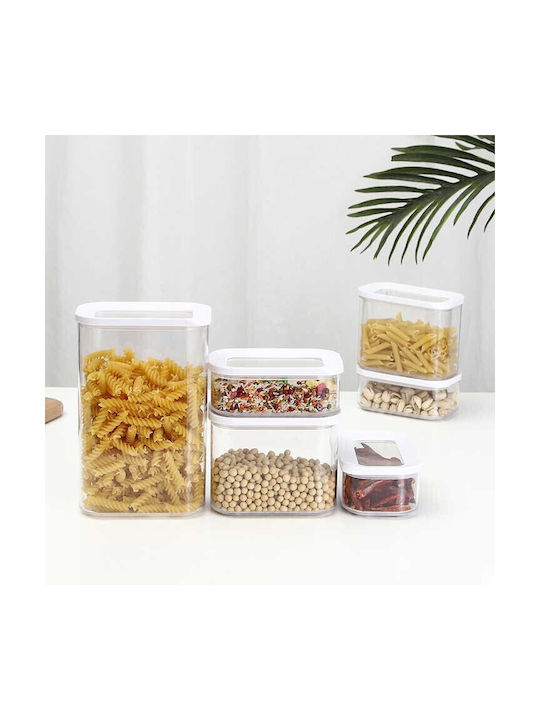 Alista Home Set 5 Bucăți Vaze Cereale Cu Capac Plastic Alb 450ml 5 Bucăți