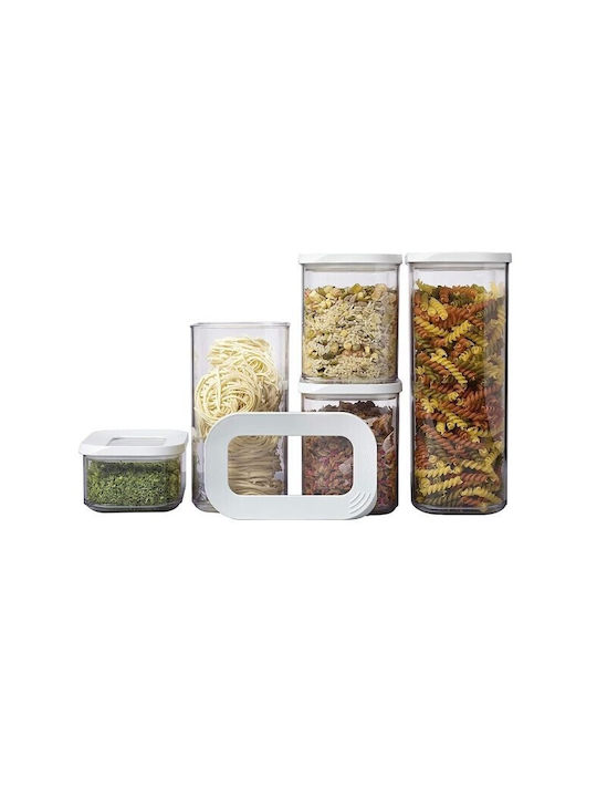 Alista Home Set 5 Bucăți Vaze Cereale Cu Capac Plastic Alb 450ml 5 Bucăți