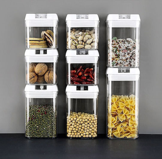 Alista Home Set of 6 Food Jars Cereals Pasta with Plastic Lid White 500ml Pieces